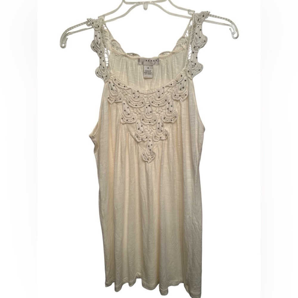 Kenar Cream Lace Front Tank Top Medium